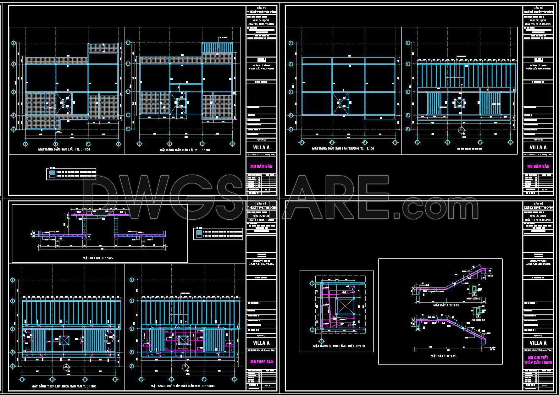 355. Free Download of Structural CAD Drawings for 18.5m x 20m Reinforced Concrete Townhouse (1)