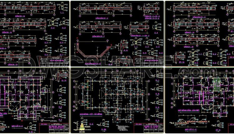 356. Free Download of Structural CAD Drawings for 11.7m x 18.5m Reinforced Concrete Townhouse (2)