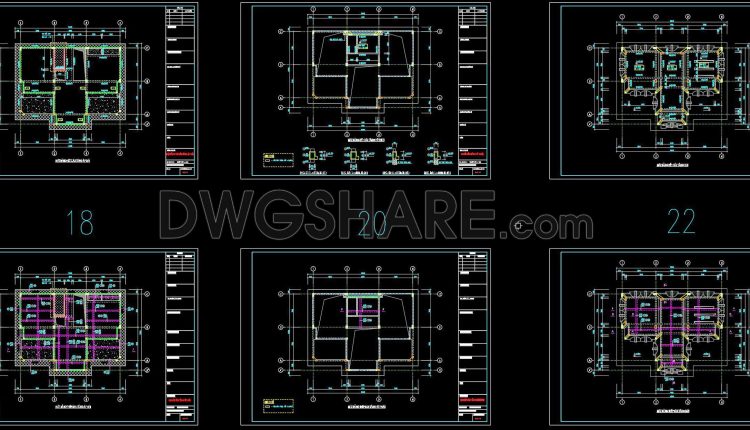 358. Free Download of Structural CAD Drawings for 11.7m x 15.3m Reinforced Concrete Townhouse (7)