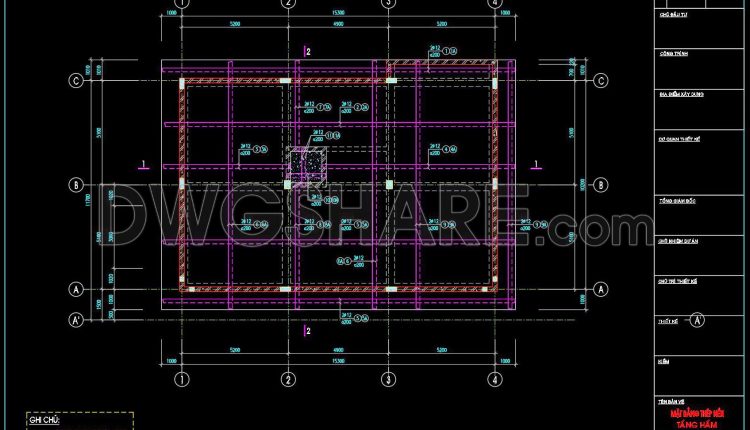 358. Free Download of Structural CAD Drawings for 11.7m x 15.3m Reinforced Concrete Townhouse (3)