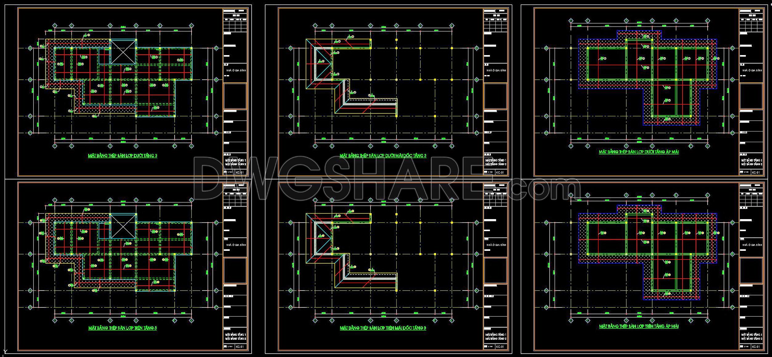 360. Free Download of Structural CAD Drawings for 12.1m x 19.5m Reinforced Concrete Townhouse (5)