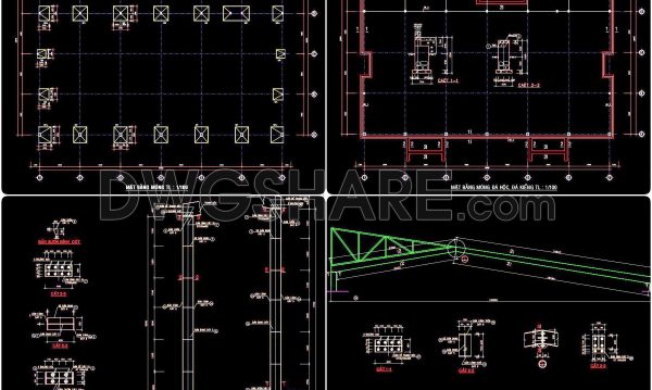 362. Download Structural CAD Drawing of Factory with Dimensions 28m x 36m