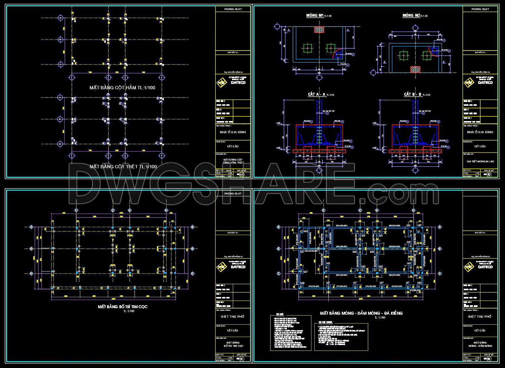 363. Free Download of Structural CAD Drawings for 7.5m x 13.5m Reinforced Concrete Townhouse (1)