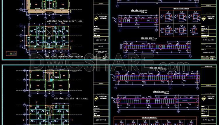363. Free Download of Structural CAD Drawings for 7.5m x 13.5m Reinforced Concrete Townhouse (2)