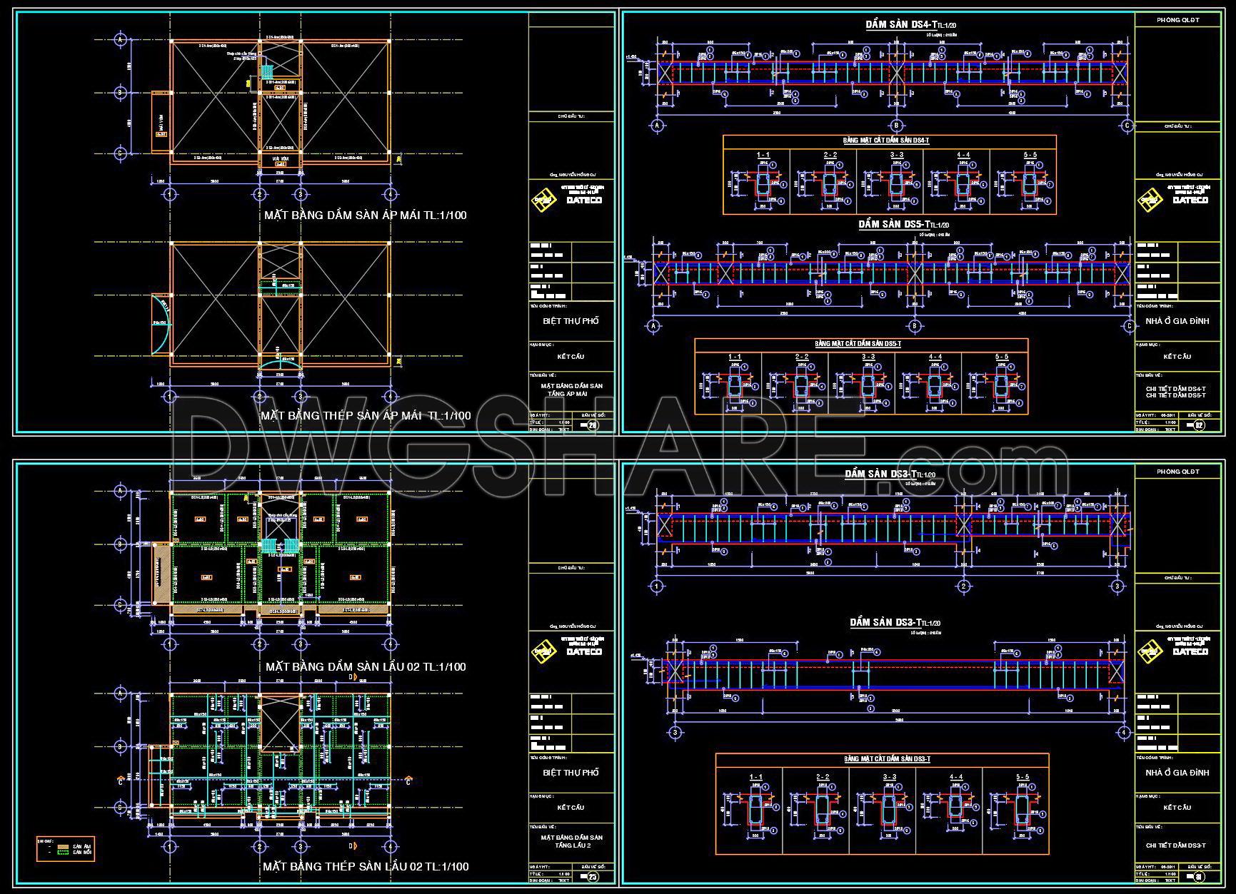 363. Free Download of Structural CAD Drawings for 7.5m x 13.5m Reinforced Concrete Townhouse (6)