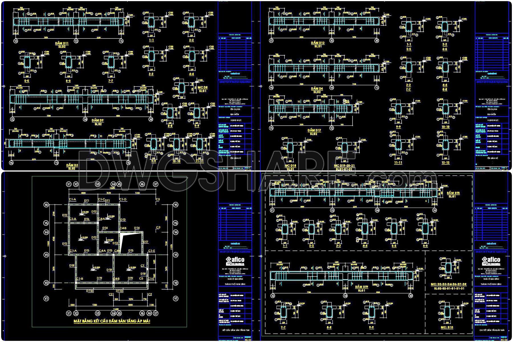364. Free Download of Structural CAD Drawings for 11m x 12m Reinforced Concrete Townhouse (3)