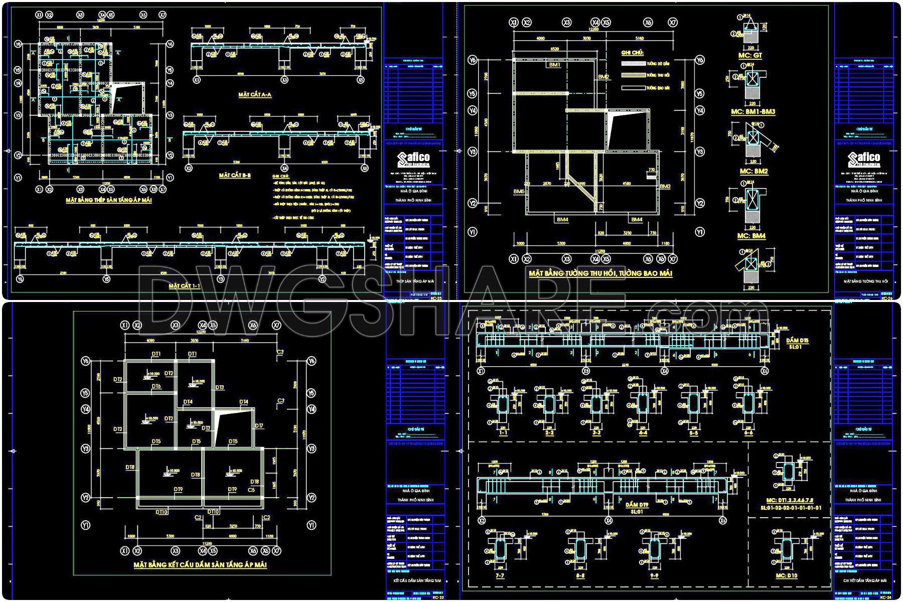 364. Free Download of Structural CAD Drawings for 11m x 12m Reinforced Concrete Townhouse (4)