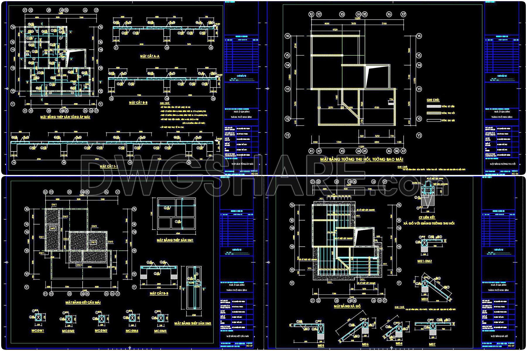 364. Free Download of Structural CAD Drawings for 11m x 12m Reinforced Concrete Townhouse (5)