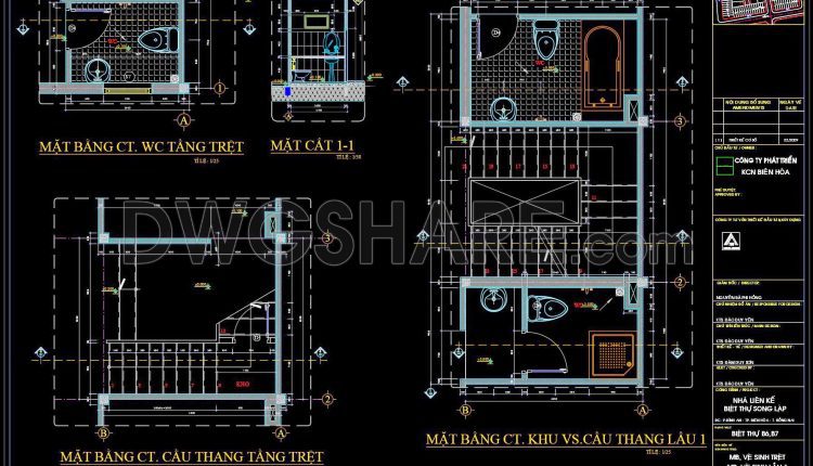 382. Free Download 2-Storey Townhouse CAD Drawings – Staircase & Toilet Detail Plans (3)