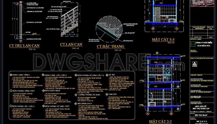 382. Free Download 2-Storey Townhouse CAD Drawings – Staircase & Toilet Detail Plans (1)