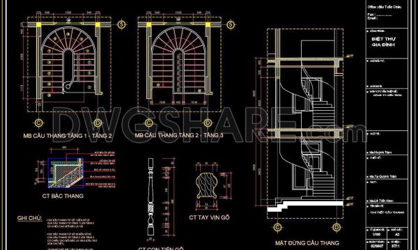 383. Free Download detailed CAD drawings of townhouse stairs