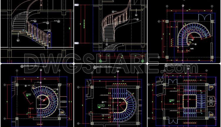 384. Free Download detailed CAD drawings of townhouse stairs (2)