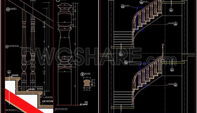 384. Free Download detailed CAD drawings of townhouse stairs (1)