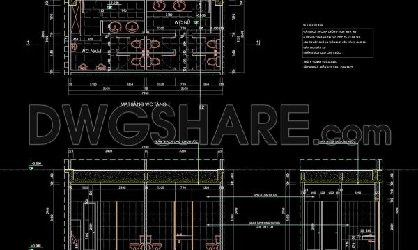 432. Public Restroom CAD Detail Drawings Free Download
