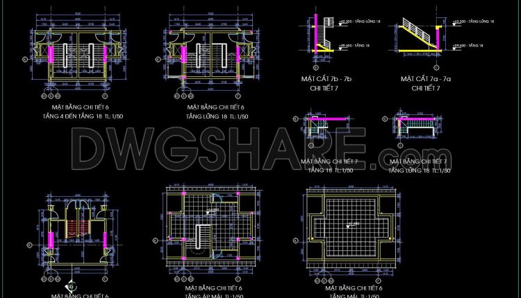 451. Free CAD drawings – Emergency staircases for 18‑story building (3)
