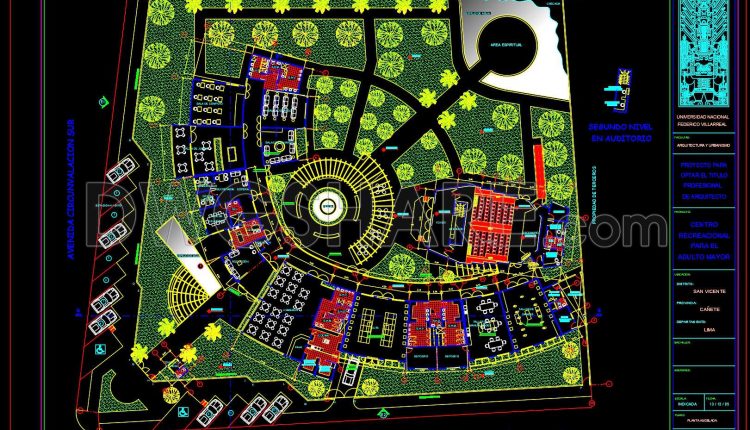 46. Free Cad Download – Master Plan Drawing Of A Recreational And Community Center For The Elderly