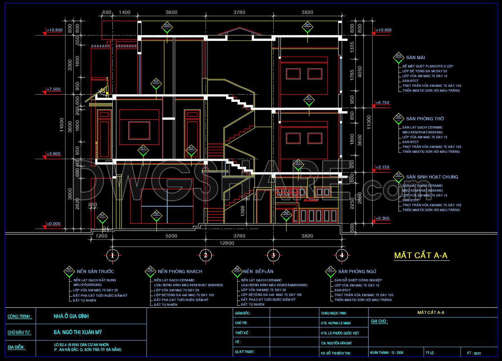 473. Download CAD Design Drawings for a 3-Story House with Dimensions 5m x 12.8m (3)