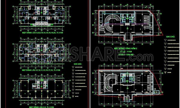 56. Free Download Architectural CAD Drawings of a 22-Story Building with Two Basements