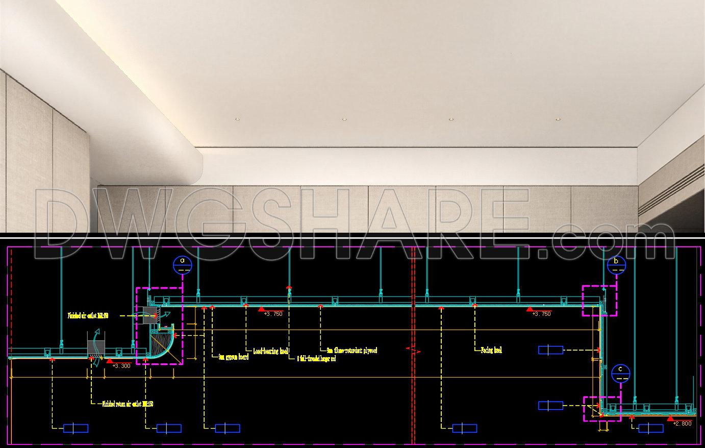 566. Free download Curved Ceiling Light Trough CAD Detail (1)