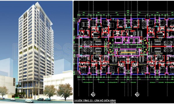 61. Free CAD Download – Typical Apartment Floor Plan (Levels 14–23) Residential Building DWG