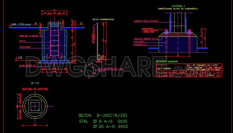 655. Detailed CAD DWG Template of Isolator Foundation Sections (1)