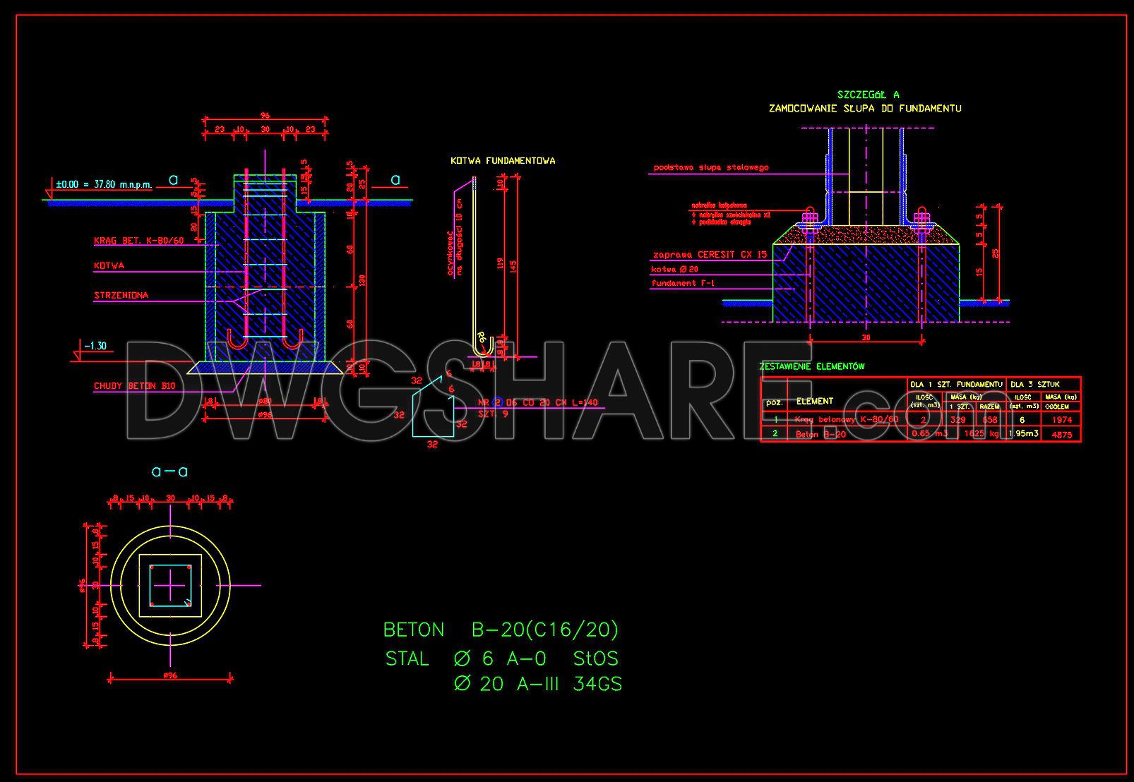 655. Detailed CAD DWG Template of Isolator Foundation Sections (1)