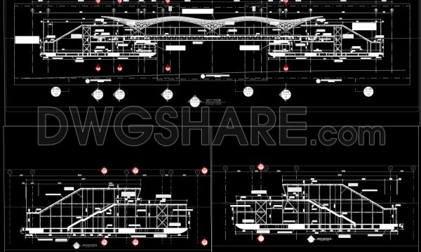 659. Free Download CAD Drawing – Architectural and Curved Roof Structural Details