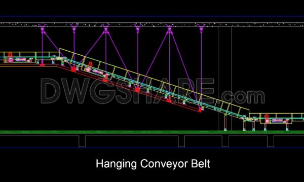 672. CAD DWG Drawing – Hanging Conveyor Belt Structure Details