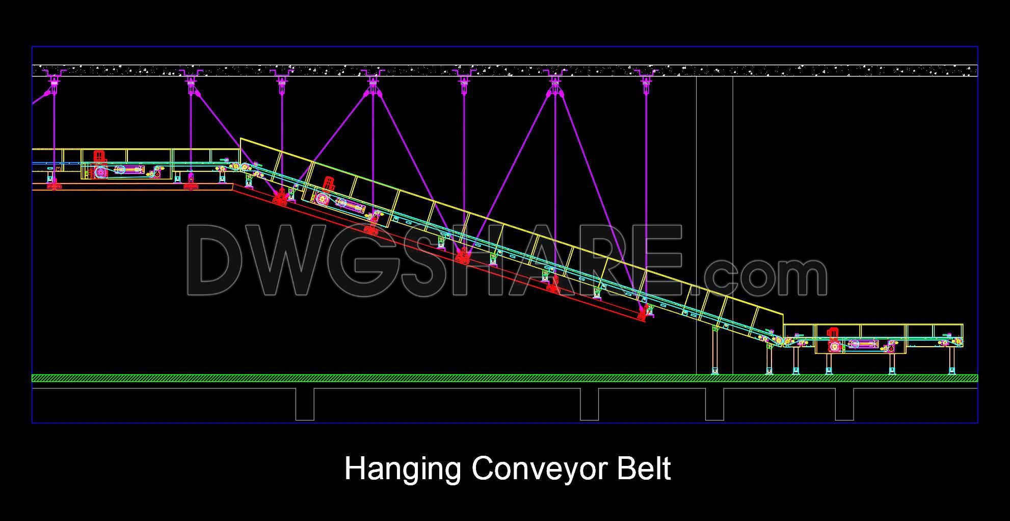 672. CAD DWG Drawing – Hanging Conveyor Belt Structure Details (1)