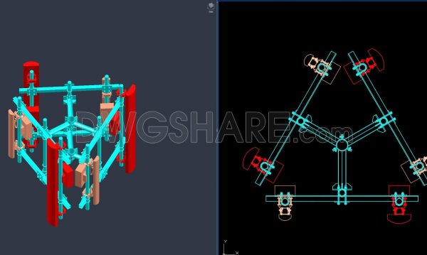 674. 3D H-Frame Gantry Structure Model in CAD (DWG)