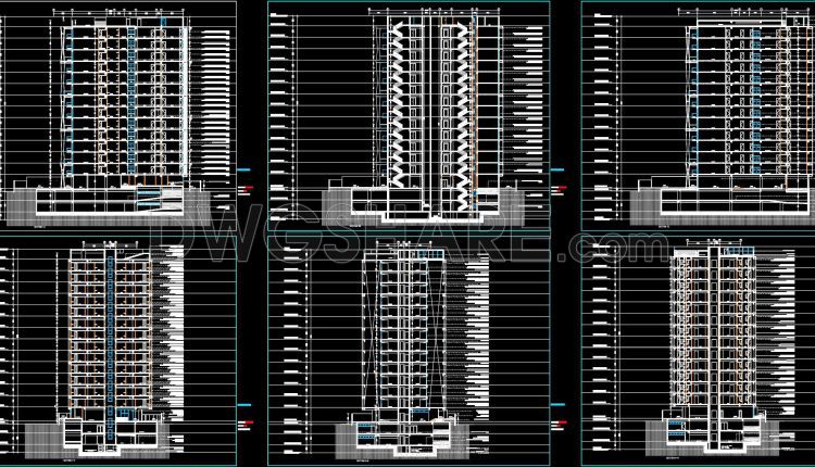71. Download Cad Architectural Design Drawings Of A Modern 13-story Apartment Building (6)