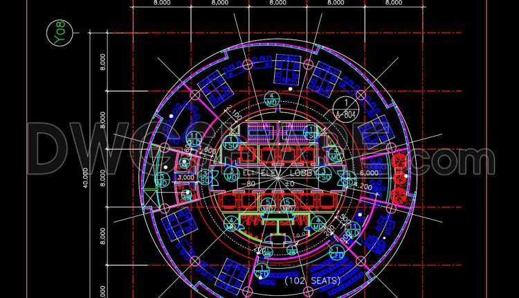 72. Free Download Circular Office Layout Cad Plan – Open Workspace With Central Lobby Core