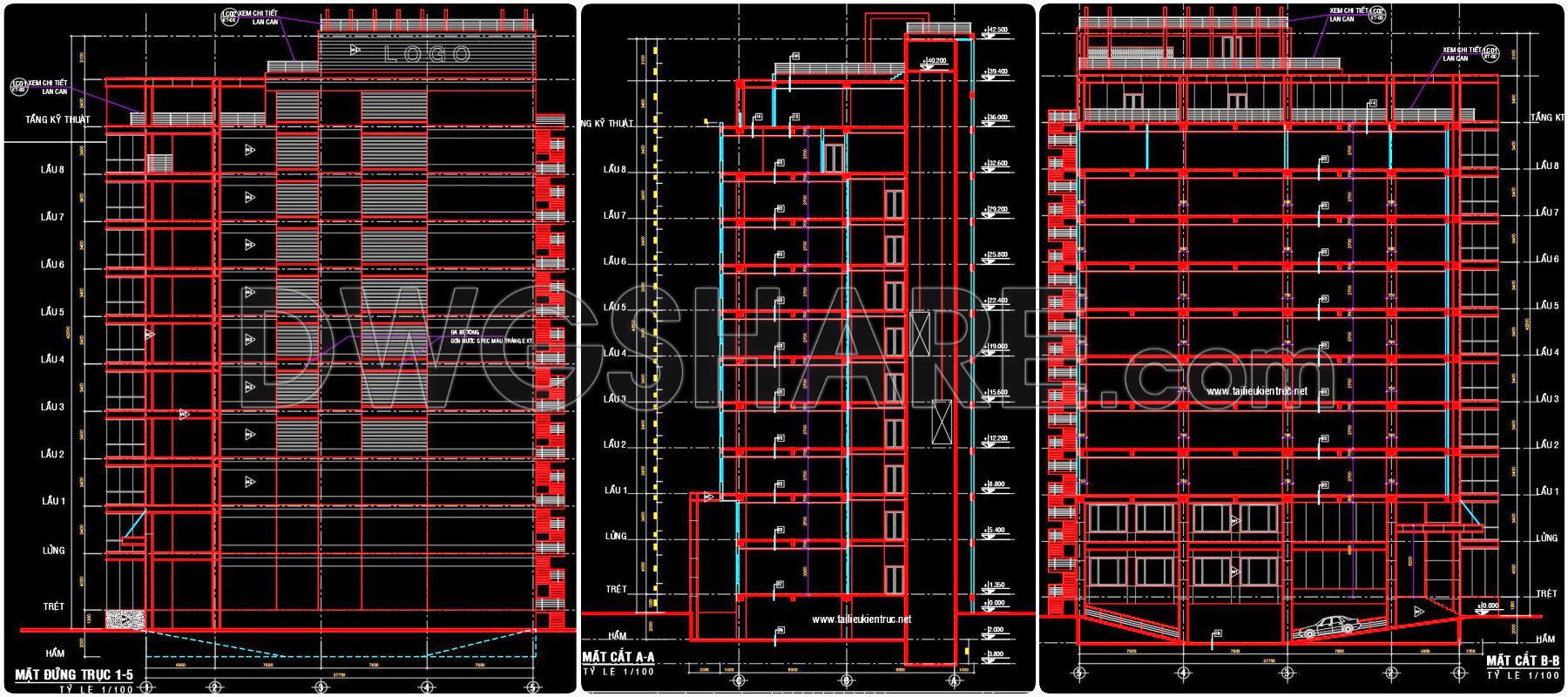 Total Building Design 76. Download Complete 8-Story Office Building Design CAD Drawings ...