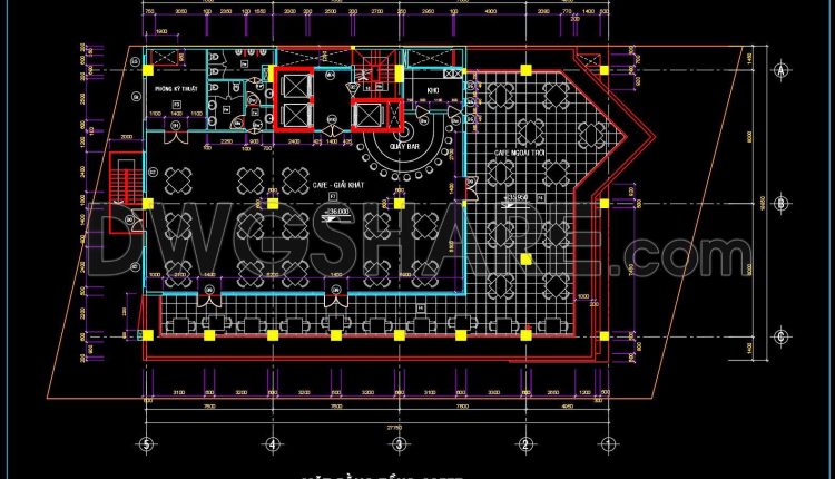 76. Free Download Cad Drawing Of Rooftop Café Floor Plan For An 8-storey Office Building