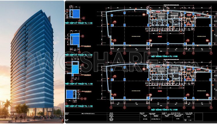 78. Free Download Cad Drawings Of Office Building Floor Plans (level 4 & Level 5) 2