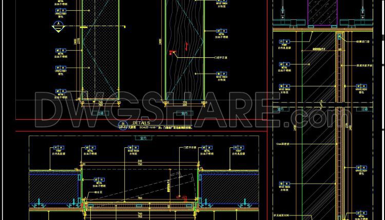 796. Free Download – Detailed CAD Drawing of Door and Wall Sections (1)