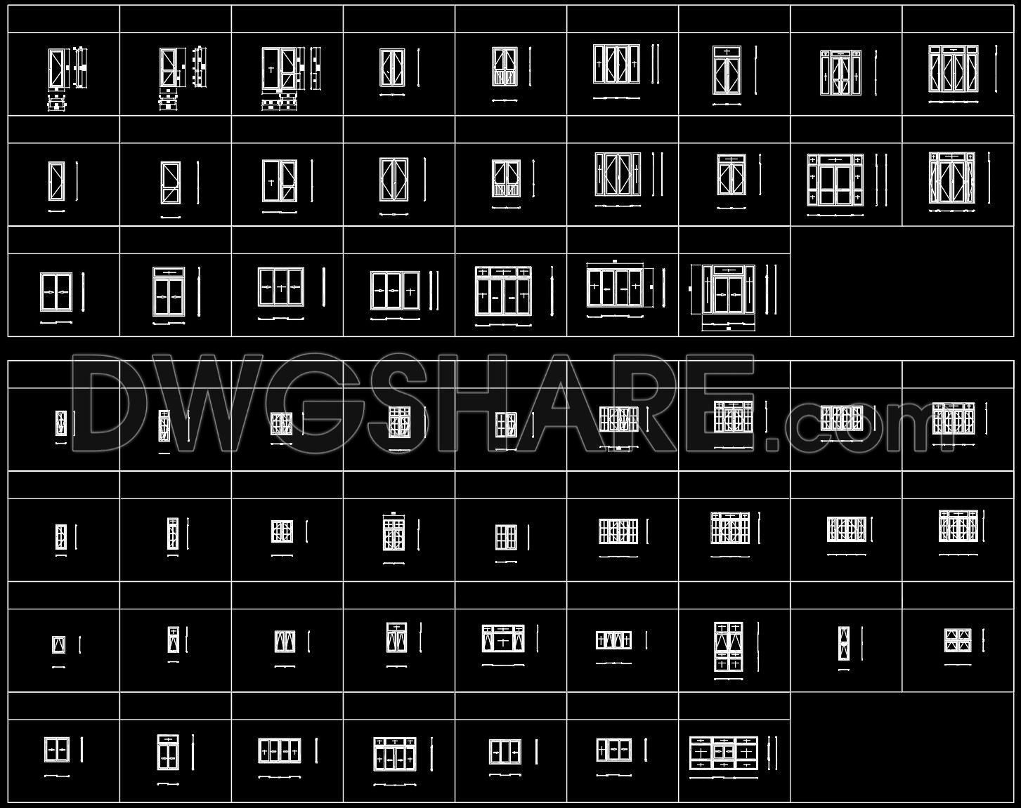 799. Free Download – Detailed CAD Collection of Aluminum Glass Frame Door Designs (1)