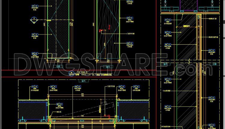 811. CAD Drawing – Wood Veneer Hidden Door (Concealed Frame Door Detail) (1)