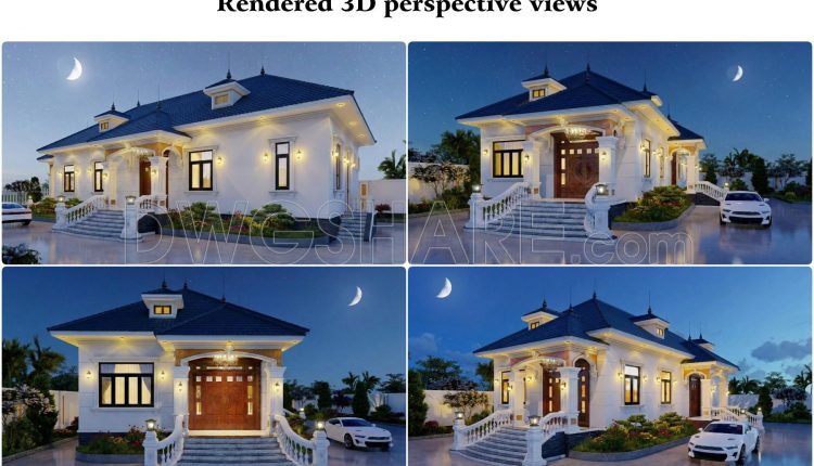 819. Free Download One-storey House Construction Design Package – 4 Bedrooms, 180m2 (1)