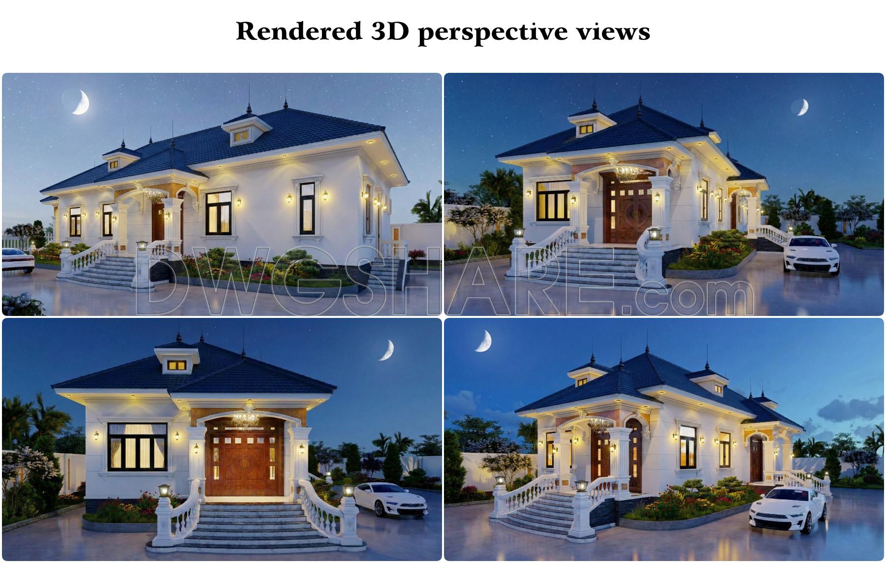 819. Free Download One-storey House Construction Design Package – 4 Bedrooms, 180m2 (1)