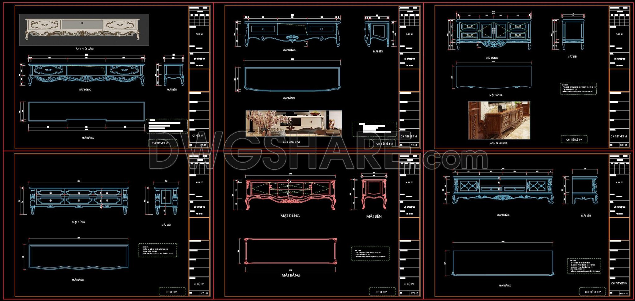 83. CAD Drawings – Classic Style TV Cabinet Detail Collection