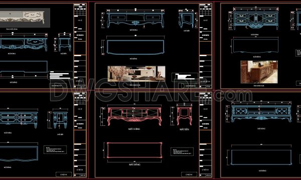 83. CAD Drawings – Classic Style TV Cabinet Detail Collection