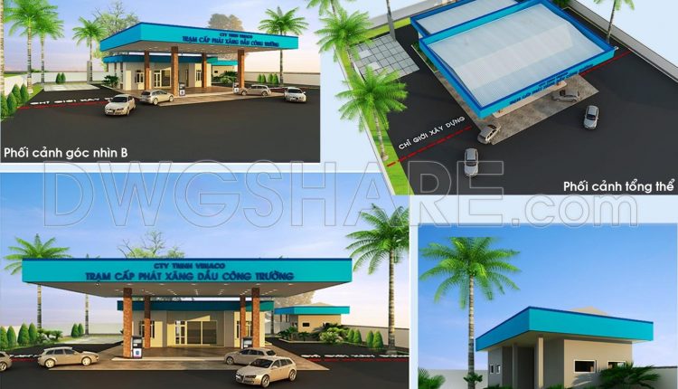 03. Download Of Gas Station Design Drawings With A Total Area Of 1,200 M2