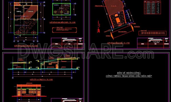 07. Free download of gas station design drawings with a total area of 2,600 m2