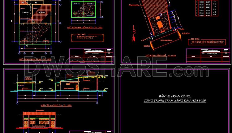 07. Free download of gas station design drawings with a total area of 2,600 m2 (1)