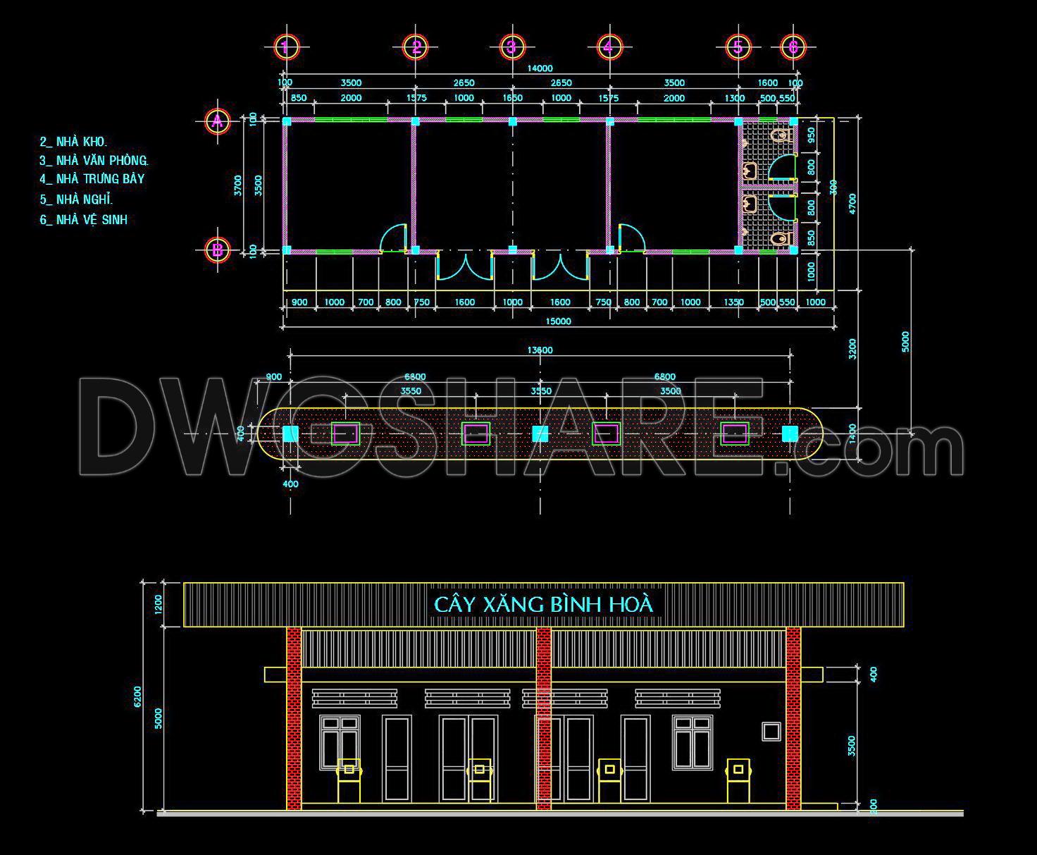 10. Free download of gas station design drawings with a total area of 143 m2 (1)