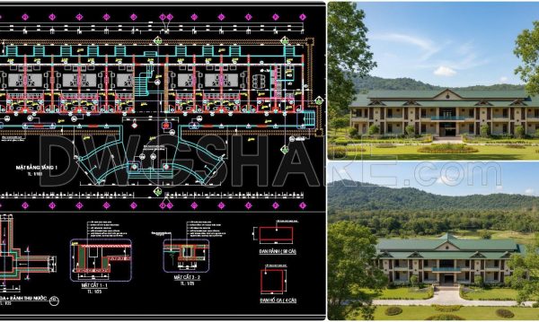 104. Free Download – CAD Floor Plan Layout of Dormitory for Factory Staff