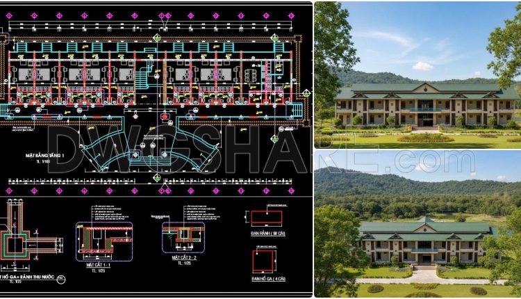 104. Free Download – Cad Floor Plan Layout Of Dormitory For Factory Staff 2