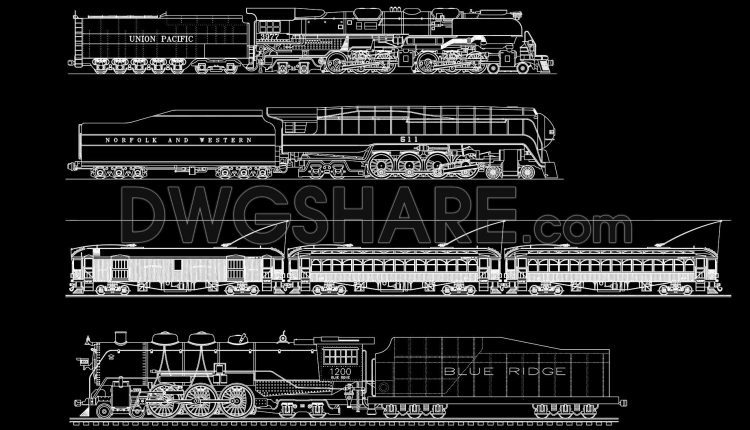 106. Free Download Trains Set 1 AutoCAD Drawings (1)