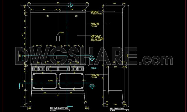 7 months ago
                

                
             326131. Detailed CAD Drawing of Wooden Bookshelf Cabinet for Living Room Interior